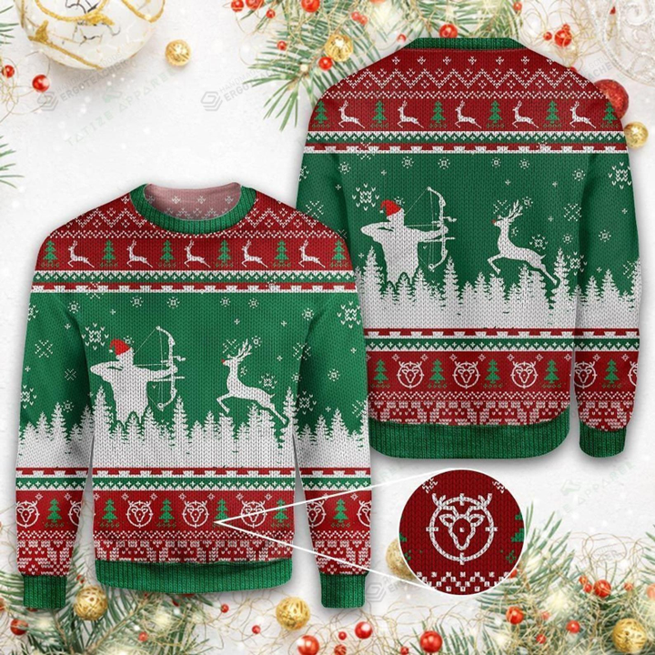 Hunting Deer Ugly Christmas Sweater , Hunting Deer 3D All Over Printed Sweater