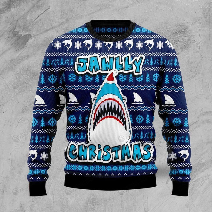 Shark Jawlly Chrismas Ugly Christmas Sweater, All Over Print Sweatshirt