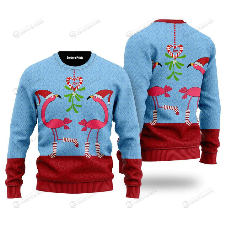 Pink Flamingo Christmas Funky Pattern Ugly Christmas Sweater, Pink Flamingo Christmas Funky Pattern 3D All Over Printed Sweater