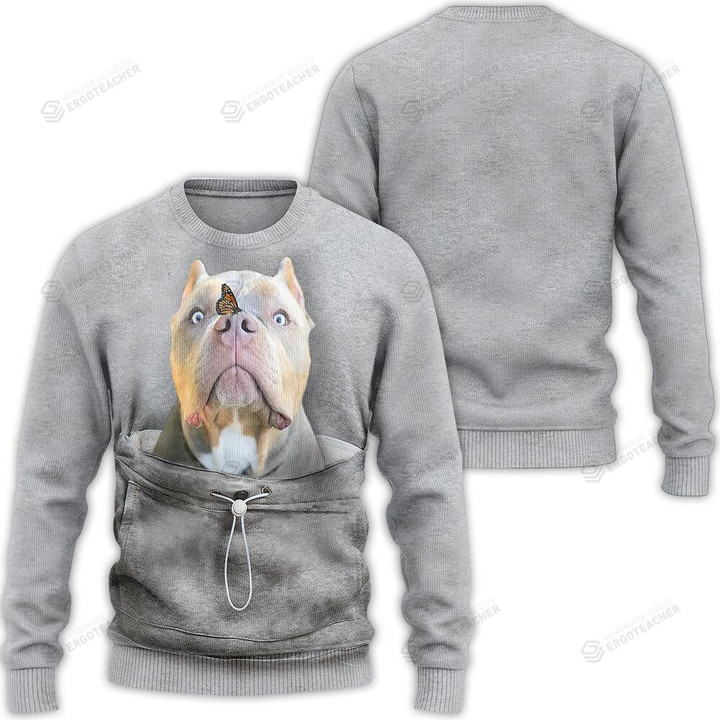 Pitbull In Pocket Ugly Christmas Sweater, All Over Print Sweatshirt