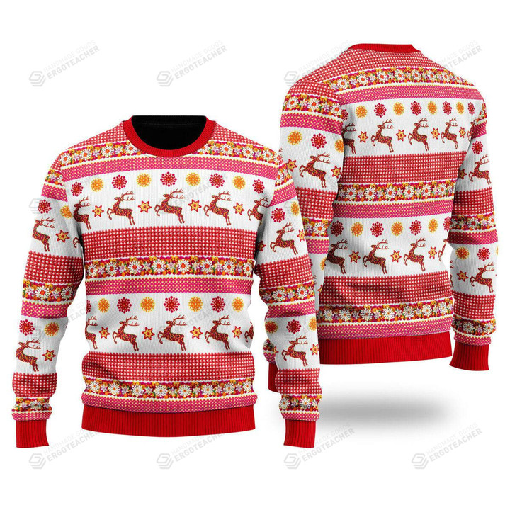 Reindeer Wonderful Time Of The Year Pattern Ugly Christmas Sweater, Reindeer Wonderful Time Of The Year Pattern 3D All Over Printed Sweater
