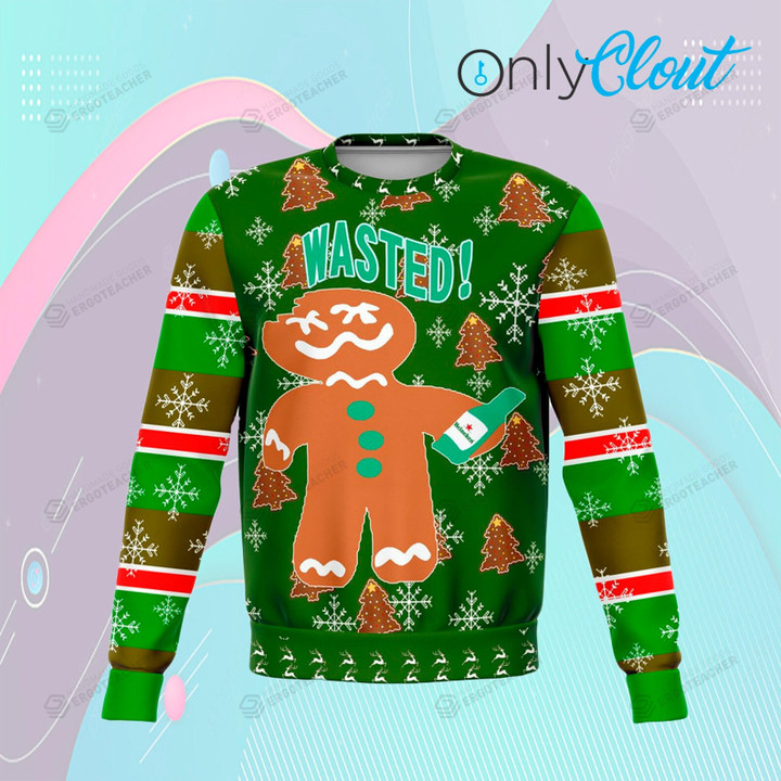 Wasted Cookie Man Funny Ugly Christmas Sweater
