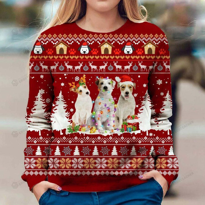 Parson Russell Terrier Ugly Christmas Sweater, All Over Print Sweatshirt