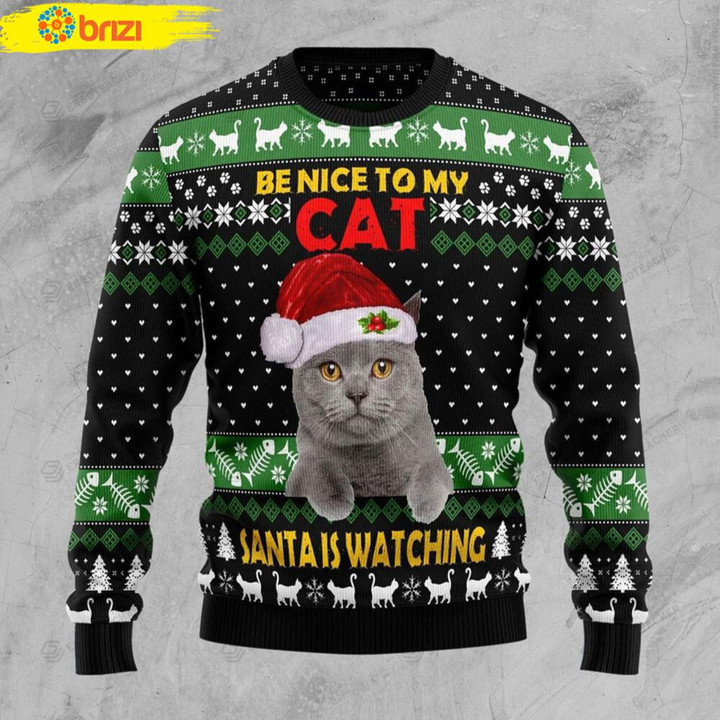Cat Be Nice Cat Ugly Christmas Sweater