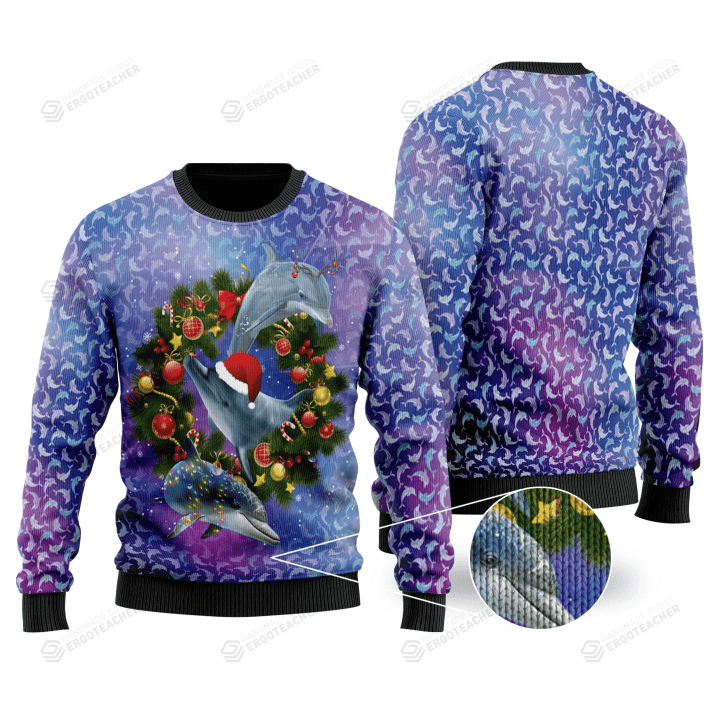 Dolphin Ugly Christmas Sweater, All Over Print Sweatshirt