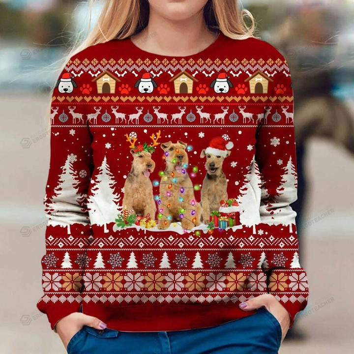 Welsh Terrier Dog Ugly Christmas Sweater, All Over Print Sweatshirt