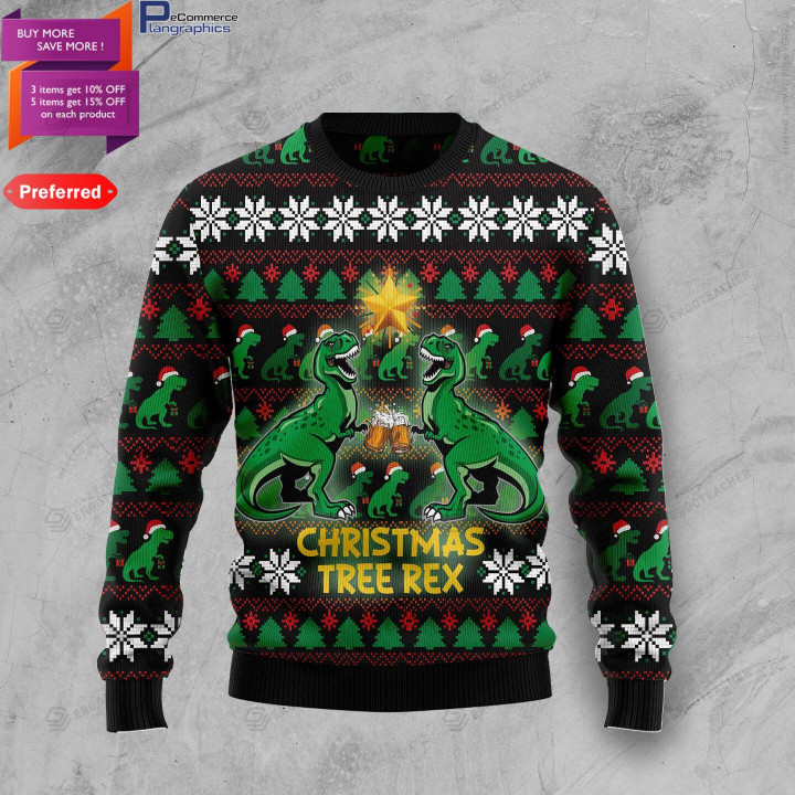 Christmas Tree Rex For Unisex Ugly Christmas Sweater, All Over Print Sweatshirt