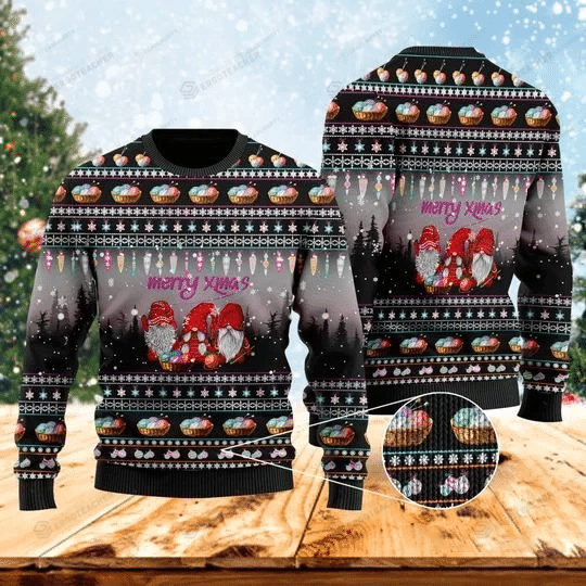 Merry Christmas Three Gnomes Ugly Christmas Sweater, All Over Print Sweatshirt
