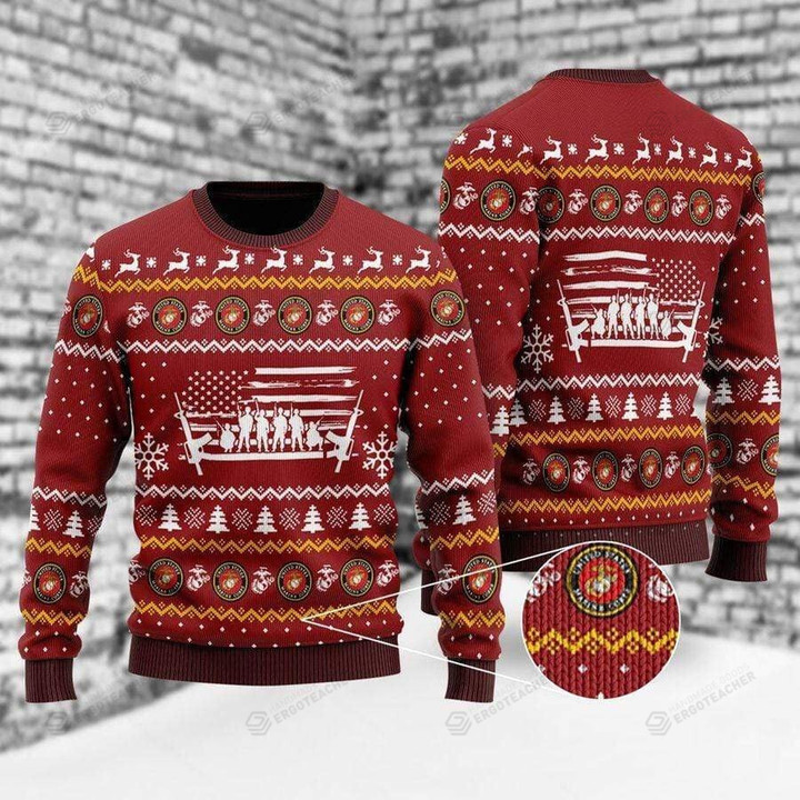 U.S Marine Corps Ugly Christmas Sweater, U.S Marine Corps 3D All Over Printed Sweater