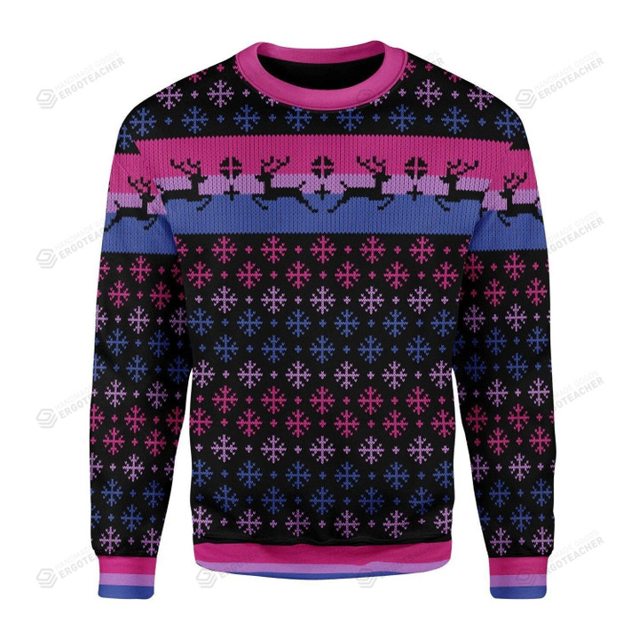 Bisexual Pride Flag For Unisex Ugly Christmas Sweater, All Over Print Sweatshirt