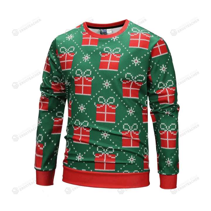 Striped Pattern Icon Green Ugly Christmas Sweater, Striped Pattern Icon Green 3D All Over Printed Sweater
