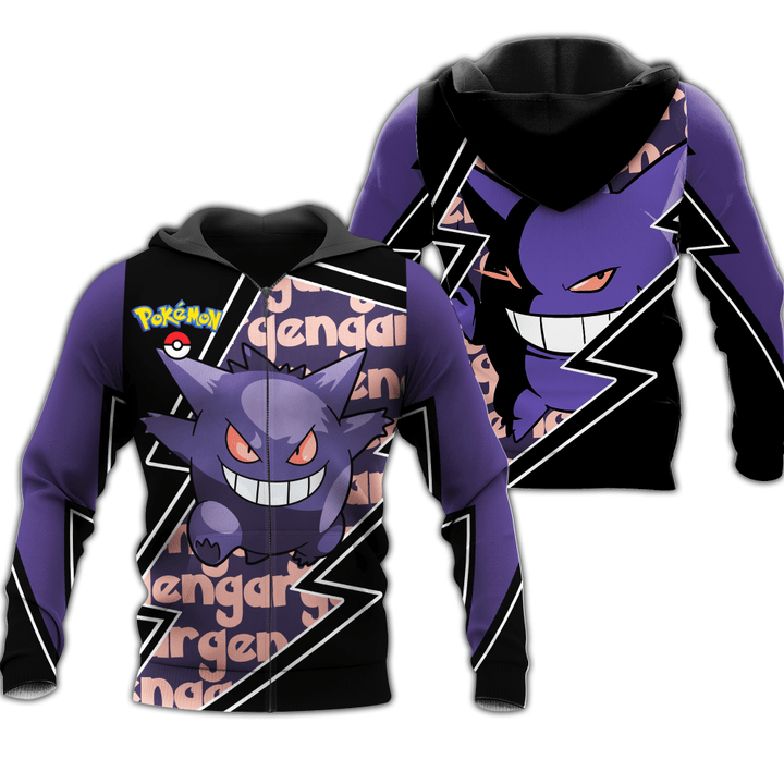 Gengar Zip Hoodie Costume Pokemon Shirt Fan Gift Idea VA06 - 1 - GearAnime