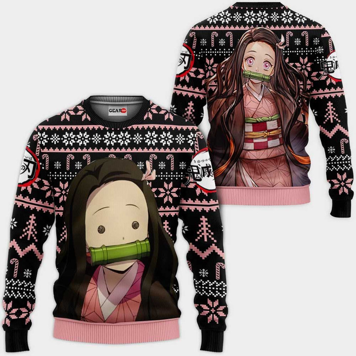 Kamado Nezuko Ugly Christmas Sweater Custom Anime Kimetsu Xmas Gifts