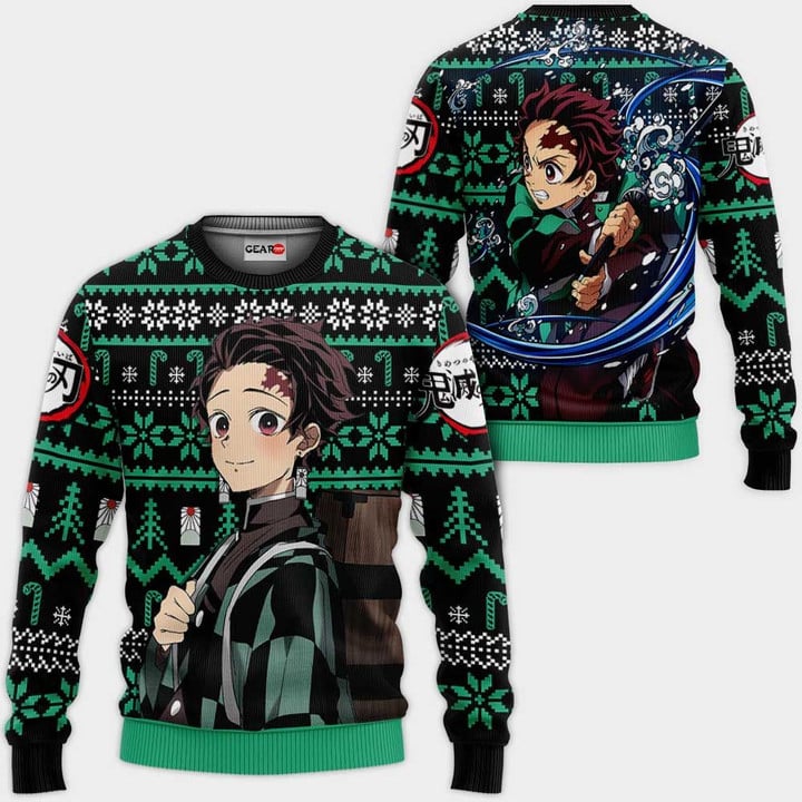 Tanjiro Ugly Christmas Sweater Custom Anime Kimetsu Xmas Gifts