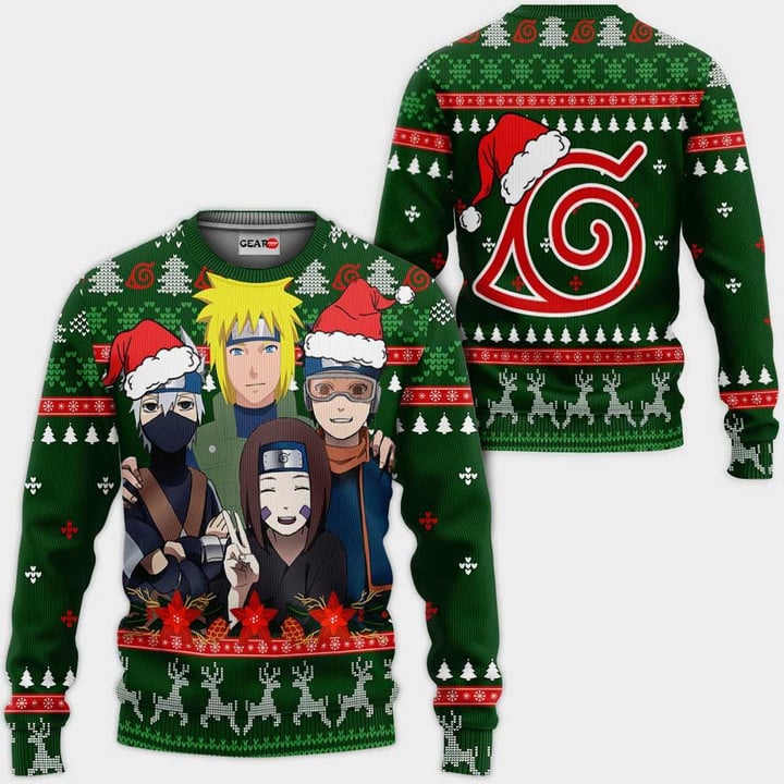 Konoha Team Minato Ugly Christmas Sweater Custom NRT Anime Xmas Gifts