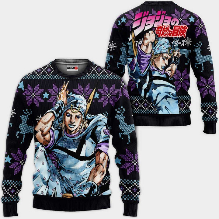 Johnny Joestar Ugly Christmas Sweater Custom Anime JJBA Xmas Gifts