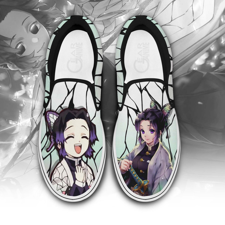 Shinobu Kocho Slip On Sneakers Custom Demon Slayer Anime Shoes - 1 - Gearotaku