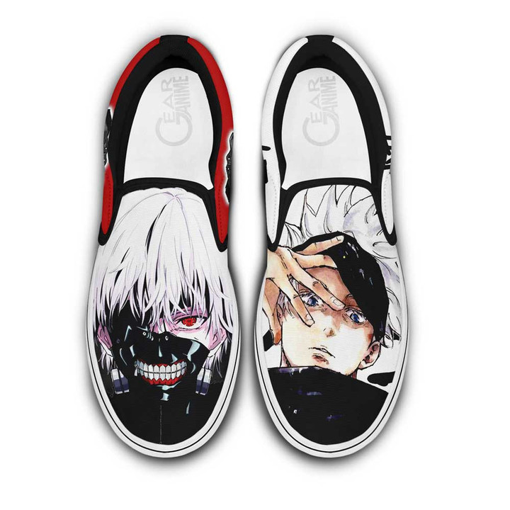 Satoru Gojo and Ken Kaneki Slip-on Shoes Custom Anime Canvas Shoes