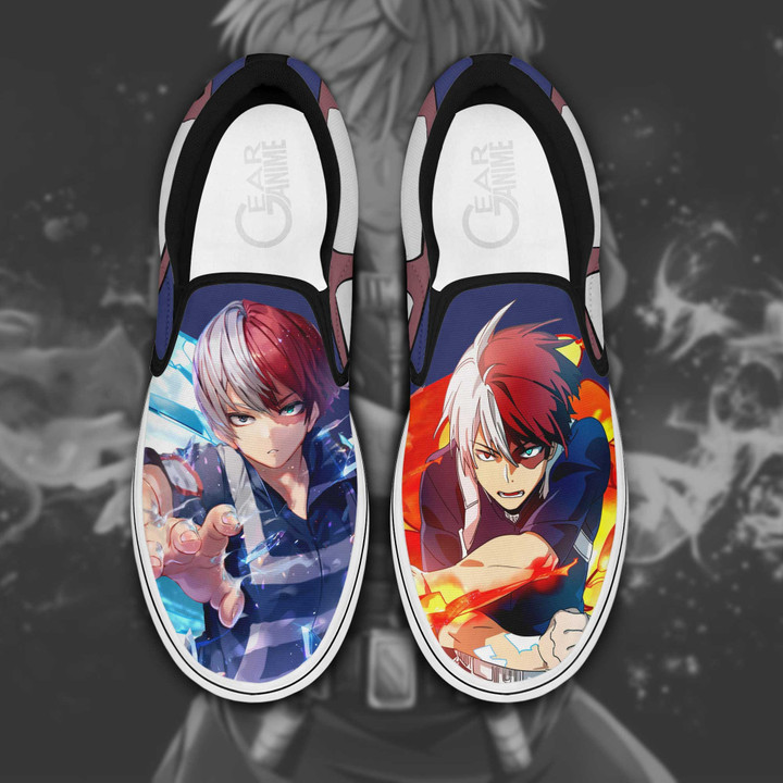 Shoto Todoroki Slip On Sneakers My Hero Academia Custom Anime Shoes - 1 - Gearotaku