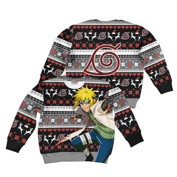 Minato Namikaze Kids Ugly Christmas Sweater Custom Anime Xmas Merch Gear Otaku