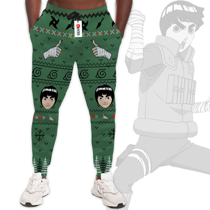 Rock Lee Joggers Custom Ugly Christmas Anime Sweatpants Gear Otaku