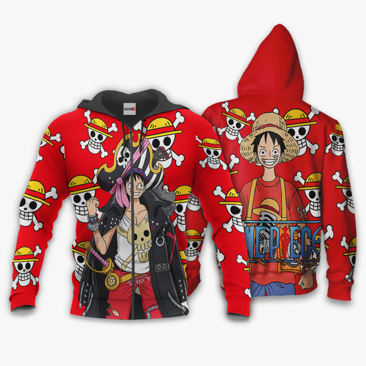 One Piece Red Luffy Hoodie Custom Anime Merch Clothes Gear Otaku