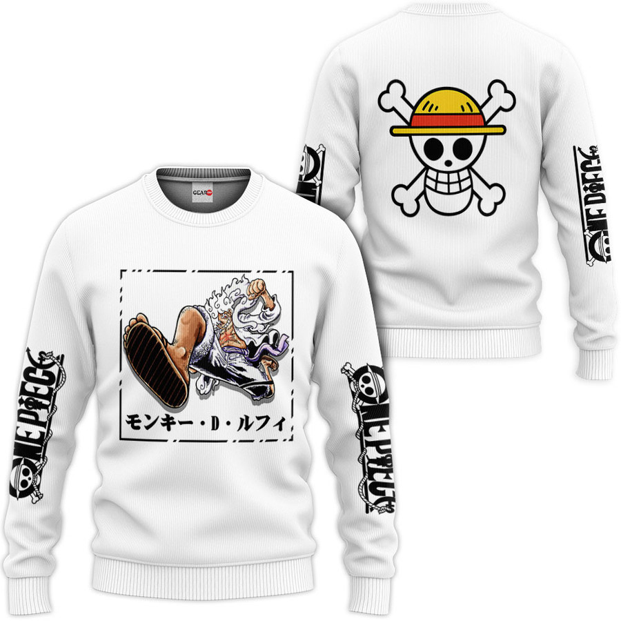 One Piece Luffy Gear 5 White Hair Anime Hoodie Custom For Fans - Gear Otaku