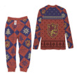 Crimson Lion Christmas Pajamas Set Custom Anime Sleepwear