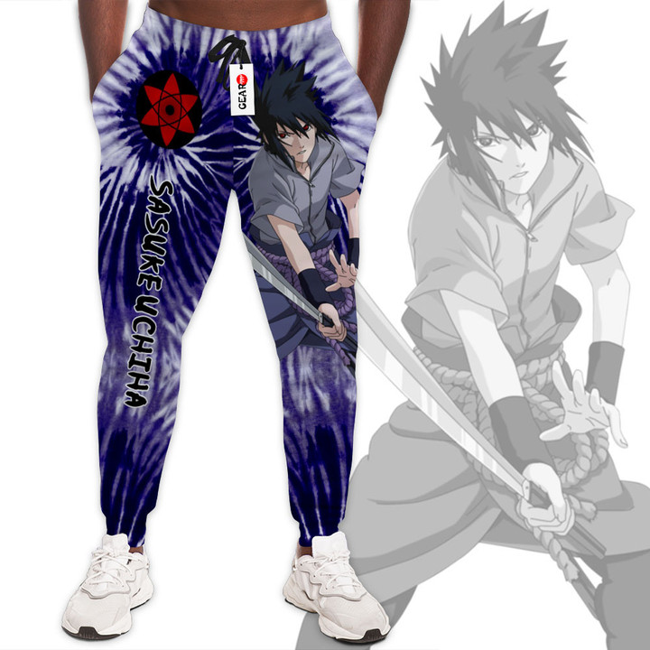 Sasuke Uchiha Jogger Pants Custom Anime Sweatpants Tie Dye Style Merch