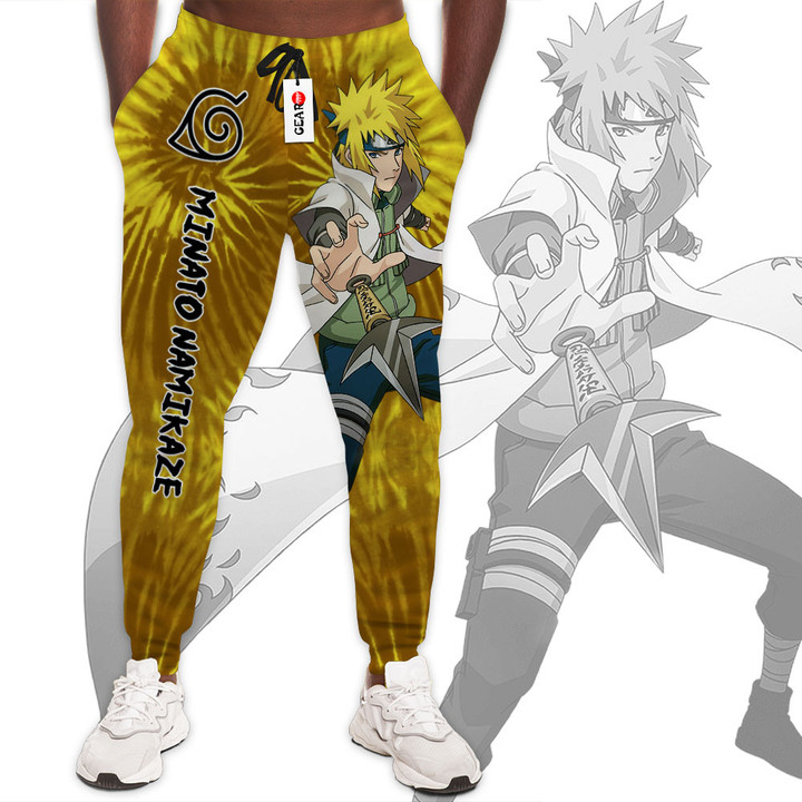 Minato Namikaze Jogger Pants Custom Anime Sweatpants Tie Dye Style Merch