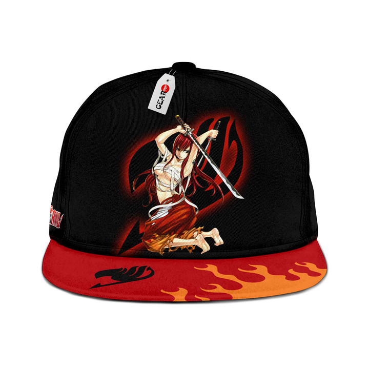 Erza Scarlet Snapback Hats Custom Fairy Tail Anime Hat For Fans