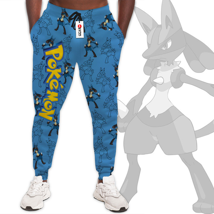 Lucario Jogger Pants Custom Anime Pokemon Sweatpants For Fans