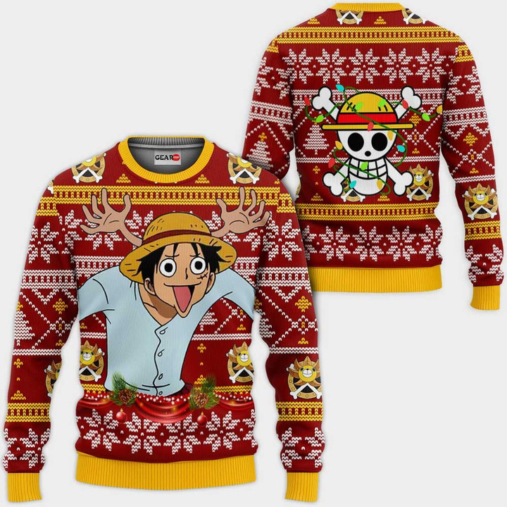 Reindeer Luffy Ugly Christmas Sweater Custom One Piece Anime Xmas Gifts
