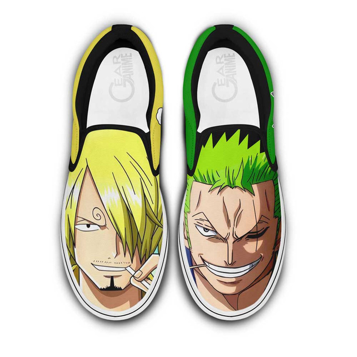 Sanji and Zoro Slip On Sneakers Custom Anime One Piece Shoes - 1 - Gearotaku