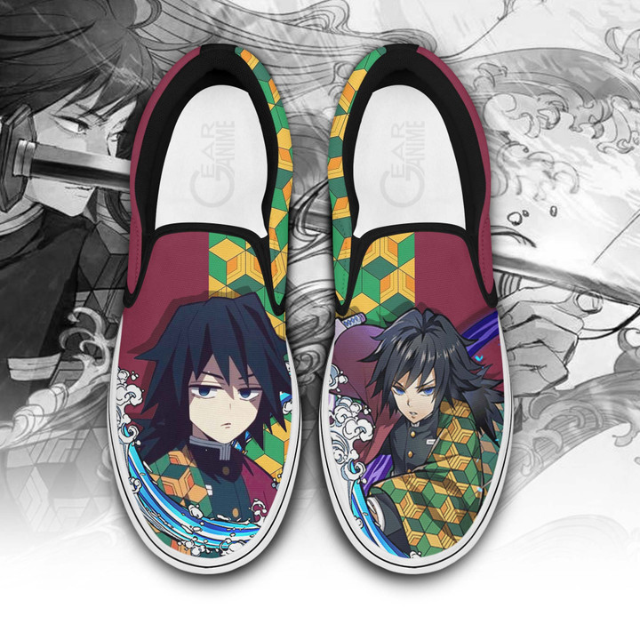 Giyuu Slip On Sneakers Custom Demon Slayer Anime Shoes - 1 - Gearotaku