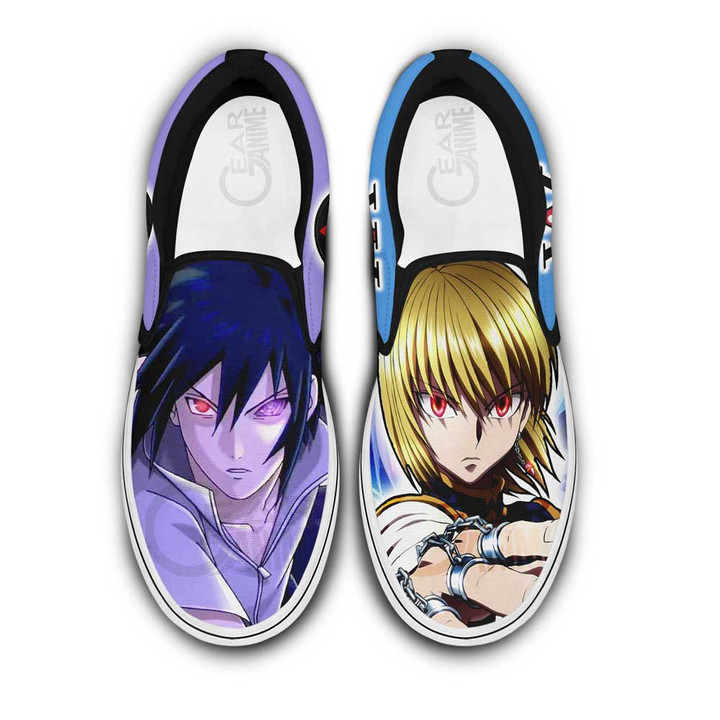 Kurapika and Sasuke Uchiha Slip-on Shoes Custom Anime Canvas Shoes