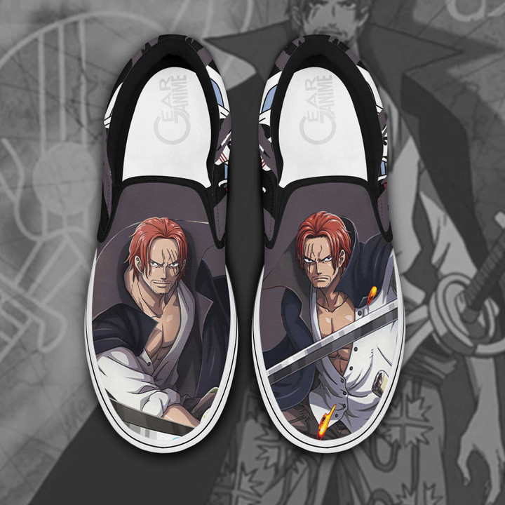 Shank Red Hair Slip On Sneakers One Piece Custom Anime Shoes - 1 - Gearotaku