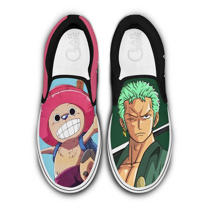 Chopper and Zoro Slip On Sneakers Custom Anime One Piece Shoes - 1 - Gearotaku