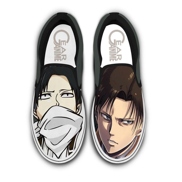 Levi Ackerman Slip On Sneakers Funny Custom Anime Attack On Tian Shoes - 1 - Gearotaku