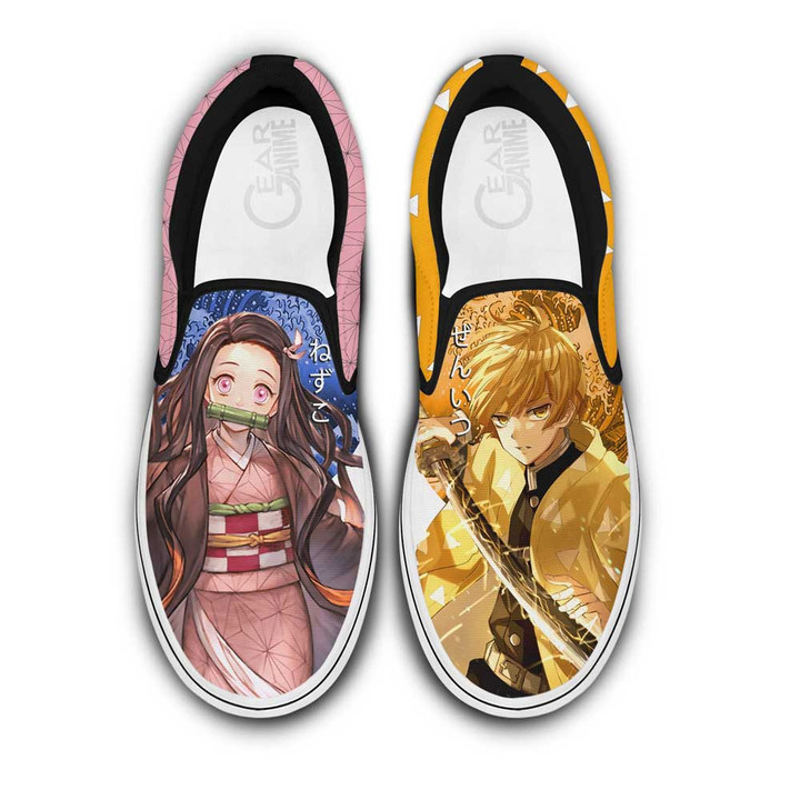 Nezuko and Zenitsu Slip On Sneakers Custom Anime Demon Slayer Shoes - 1 - Gearotaku
