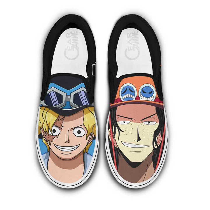 Sabo and Portgas Ace Slip On Sneakers Custom Anime One Piece Shoes - 1 - Gearotaku