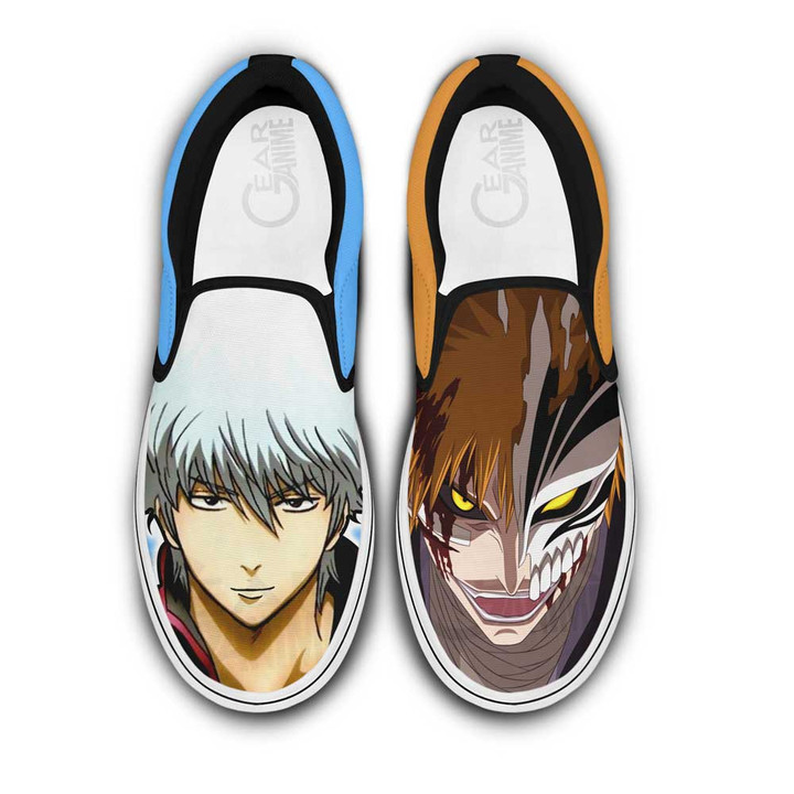 Ichigo Kurosaki and Gintoki Sakata Slip-on Shoes Custom Anime Canvas Shoes