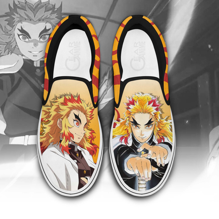 Rengoku Slip On Sneakers Demon Slayer Custom Anime Shoes - 1 - Gearotaku