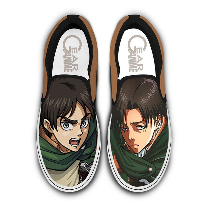 Eren vs Levi Slip On Sneakers Custom Anime Attack On Titan Shoes - 1 - Gearotaku