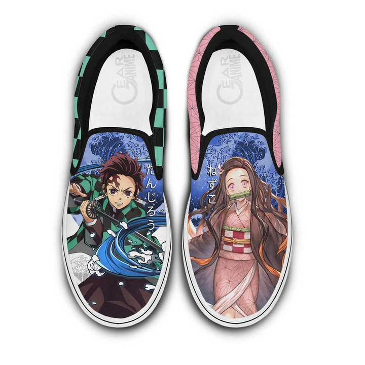 Nezuko and Tanjiro Slip On Sneakers Custom Anime Demon Slayer Shoes - 1 - Gearotaku