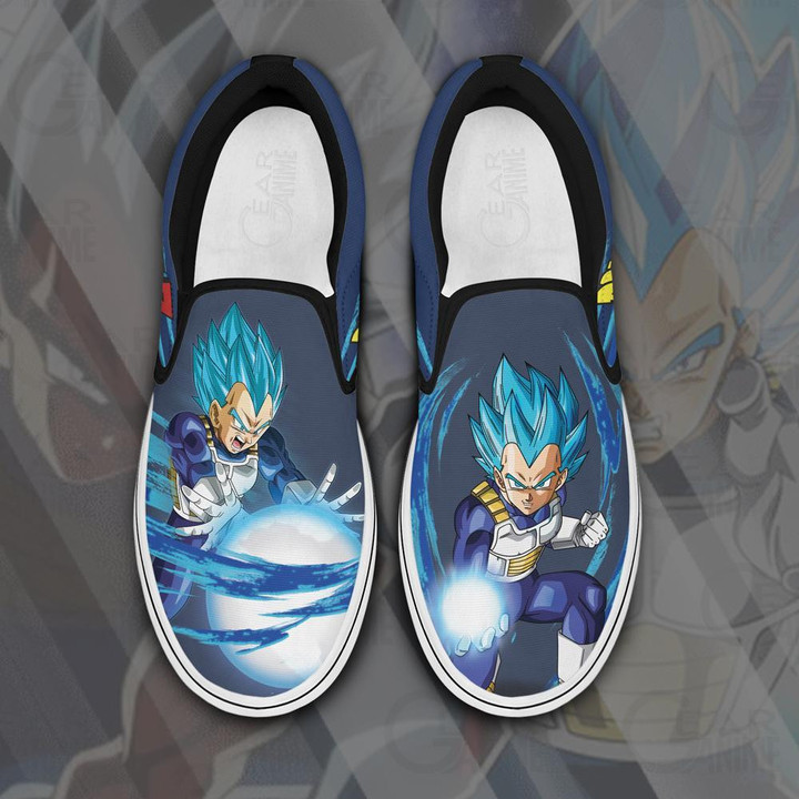 Vegeta Blue Slip On Sneakers Canvas Dragon Ball Custom Anime Shoes - 1 - Gearotaku