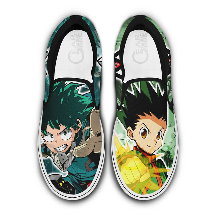 Deku and Gon Freecss Slip-on Shoes Custom Anime Canvas Shoes