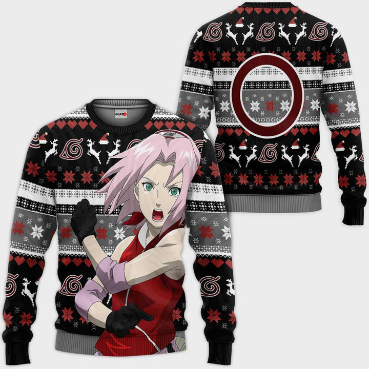 Sakura Haruno Ugly Christmas Sweater Custom Anime Xmas Merch Gear Otaku