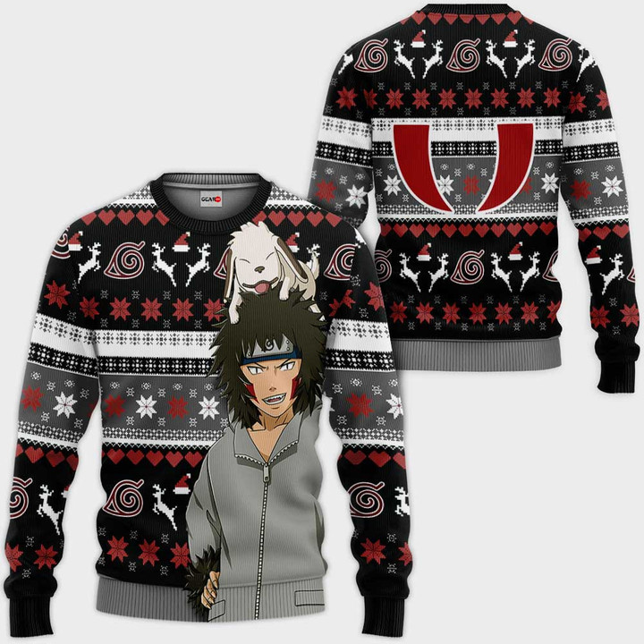 Kiba Inuzuka Ugly Christmas Sweater Custom Anime Xmas Merch Gear Otaku