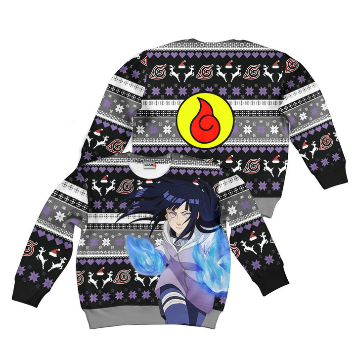 Hinata Hyuga Kids Ugly Christmas Sweater Custom Anime Xmas Merch Gear Otaku